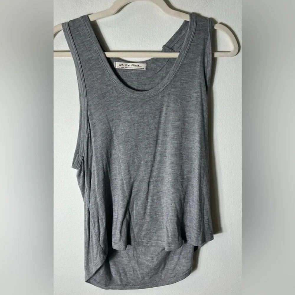 Oversized gray muscle tank free people we the free boho Athleisure xs boxy